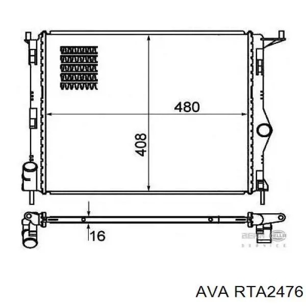 RTA2476 AVA радіатор охолодження двигуна