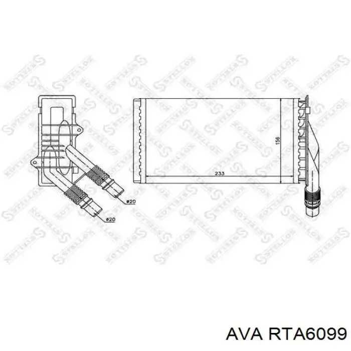 Радіатор пічки (обігрівача) AVA RTA6099 ціна, від 22.56 USD