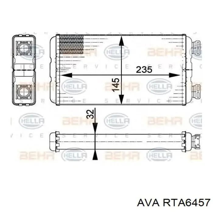 Радіатор пічки (обігрівача) AVA RTA6457 ціна, від 50.87 USD