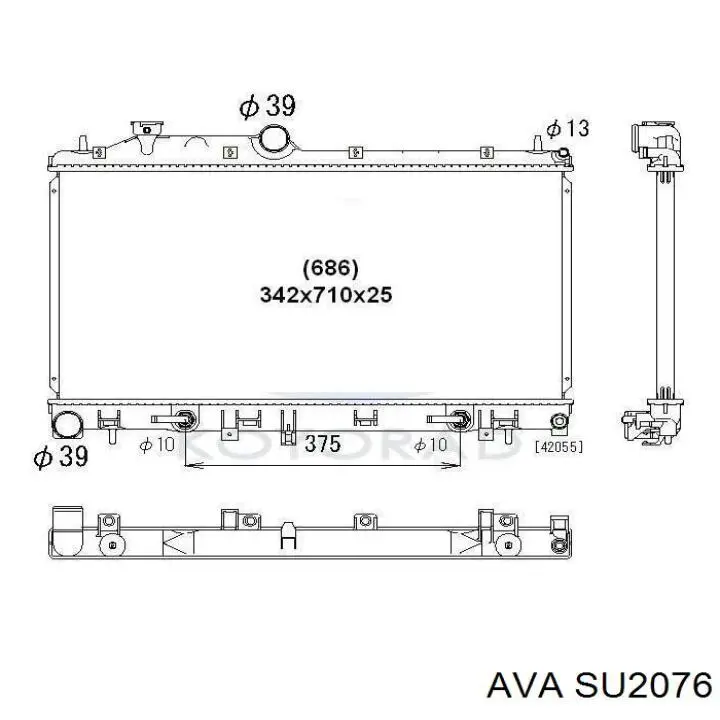 Радіатор охолодження двигуна SU2076 AVA