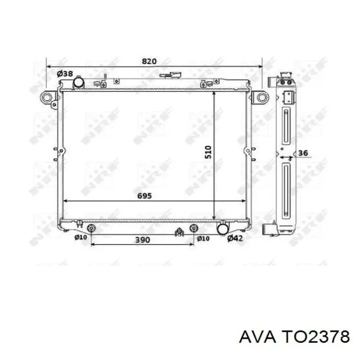 Купити TO2378 AVA Радіатор двигуна