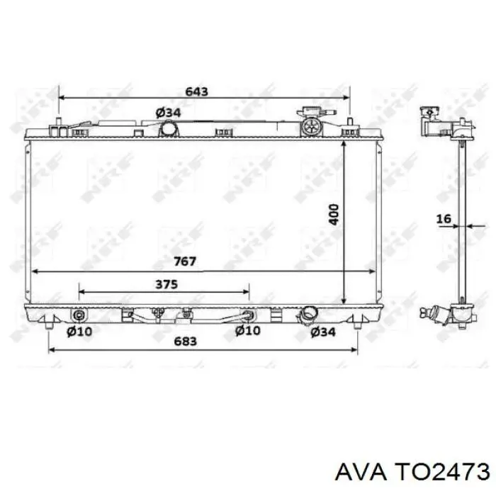 Радіатор основний AVA TO2473 ціна, від 107.69 USD