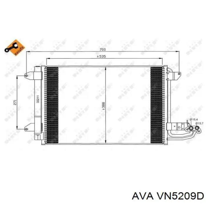 VN5209D AVA радіатор кондиціонера