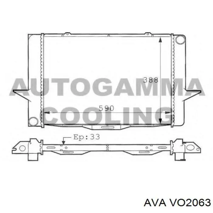 Купити VO2063 AVA Радіатор двигуна