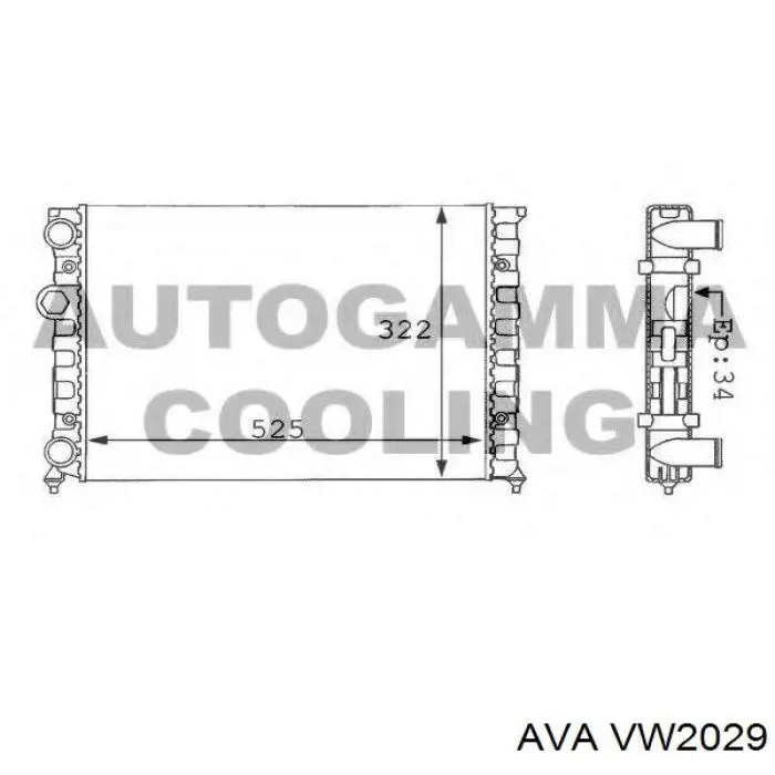 Радіатор охолодження двигуна VW2029 AVA