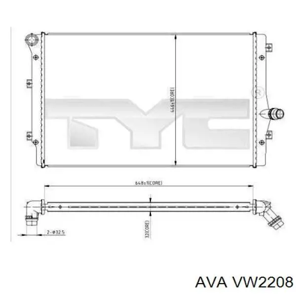 VW2208 AVA Радіатор охолодження двигуна