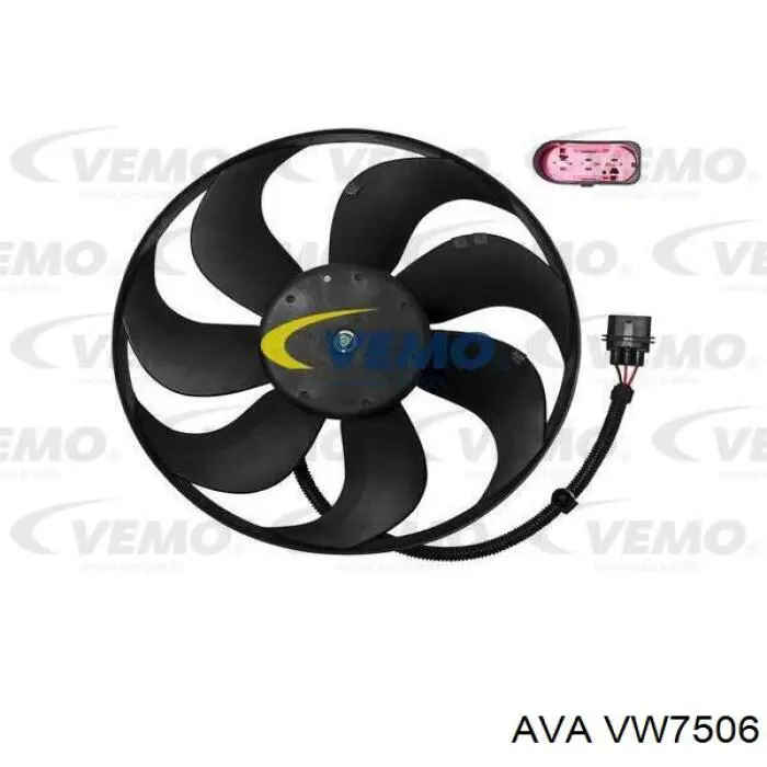 Купити VW7506 AVA Дифузор радіатора охолодження, в зборі з двигуном і крильчаткою