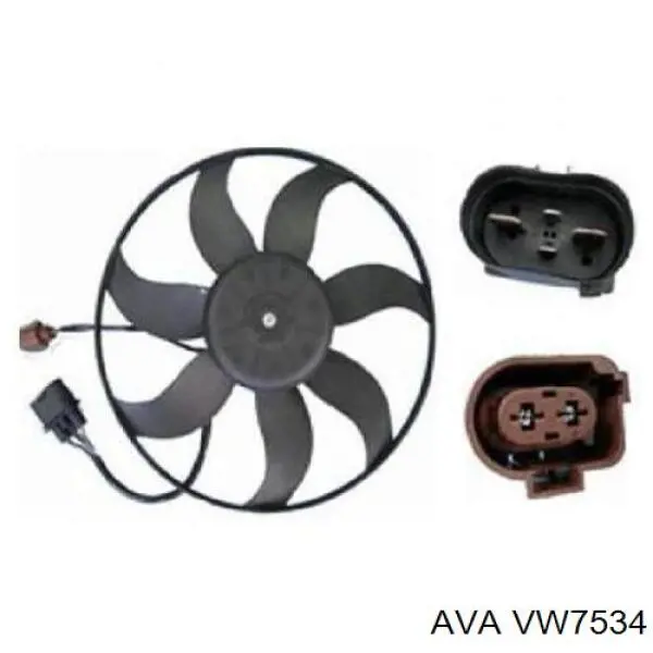 VW7534 AVA електровентилятор охолодження в зборі (двигун + крильчатка, лівий)