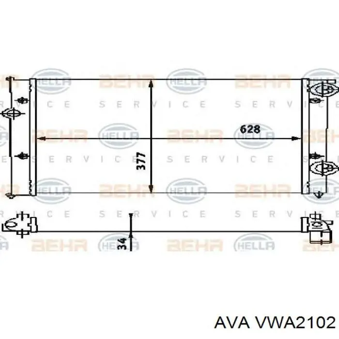 Радіатор охолодження двигуна VWA2102 AVA