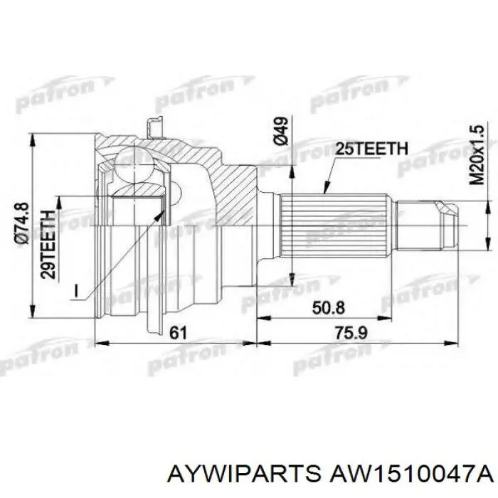 ШРУС зовнішній передній AW1510047A Aywiparts