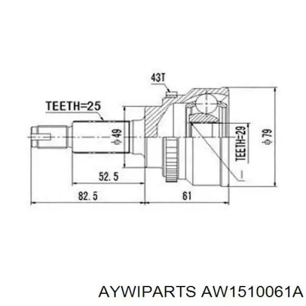 ШРУС зовнішній передній AW1510061A Aywiparts