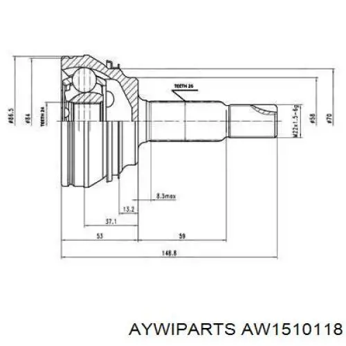 ШРУС зовнішній передній AW1510118 Aywiparts