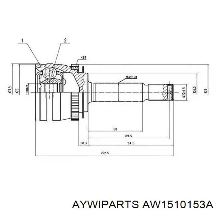 ШРУС зовнішній передній AW1510153A Aywiparts