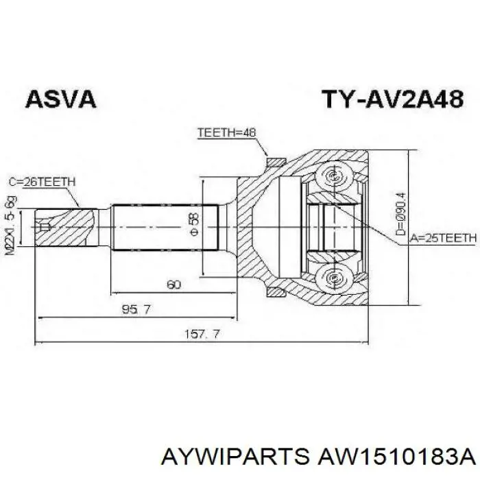 ШРУС зовнішній передній AW1510183A Aywiparts