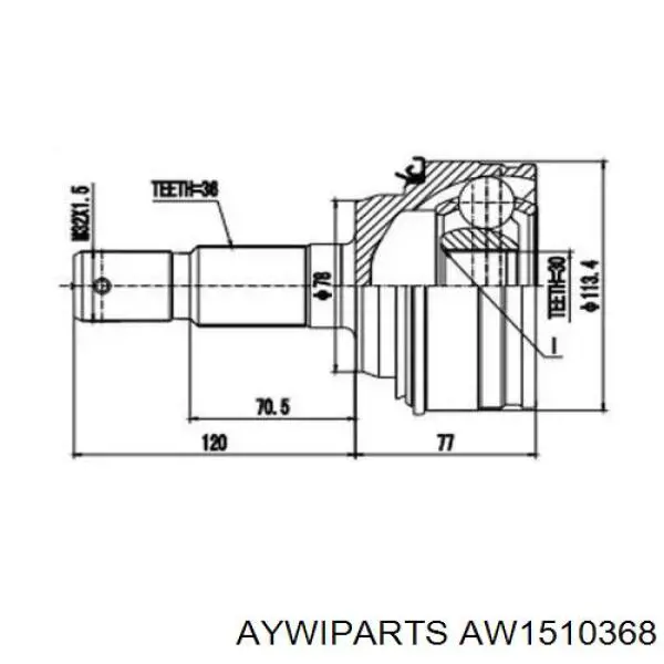 ШРУС зовнішній передній AW1510368 Aywiparts