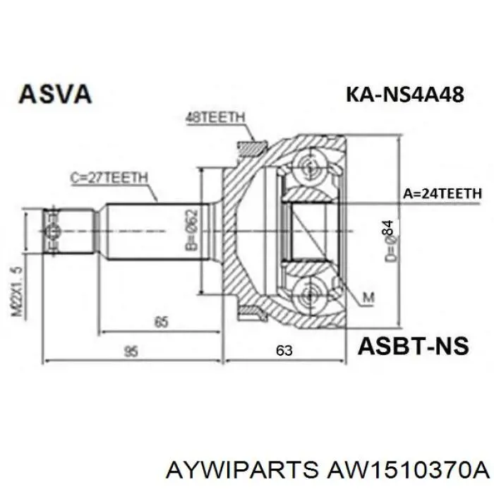 ШРУС зовнішній передній AW1510370A Aywiparts