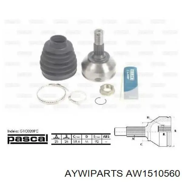 ШРУС зовнішній передній AW1510560 Aywiparts