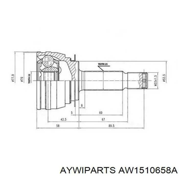 ШРУС зовнішній передній AW1510658A Aywiparts