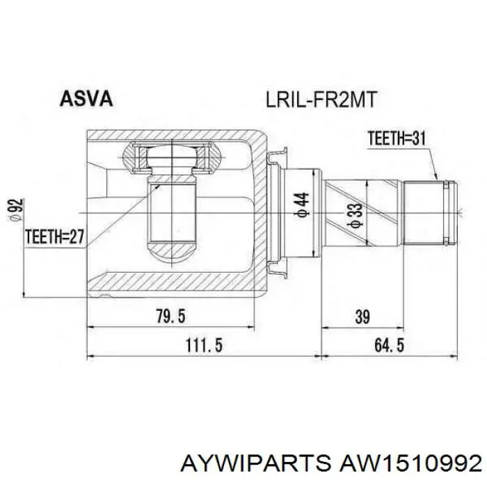 ШРУС зовнішній передній AW1510992 Aywiparts