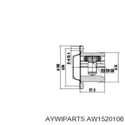 ШРУС внутрішній, передній AW1520106 Aywiparts