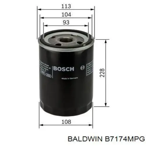B7174MPG Baldwin фільтр масляний