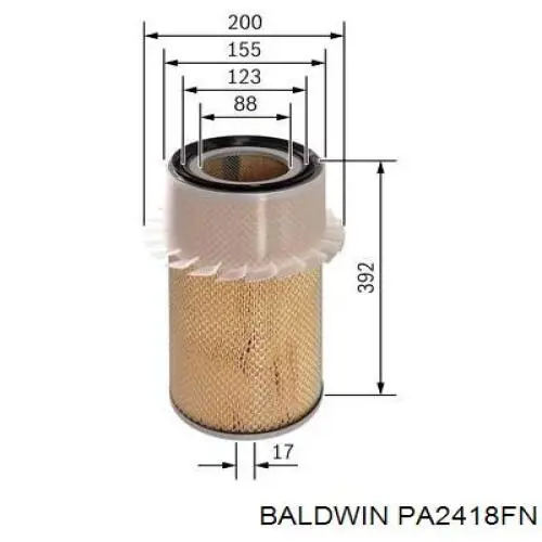 Фільтр повітряний PA2418FN Baldwin