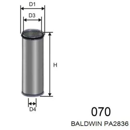 Фільтр повітряний PA2836 Baldwin