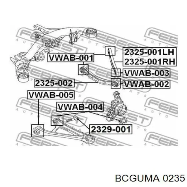 Сайлентблок заднього верхнього важеля 0235 Bcguma