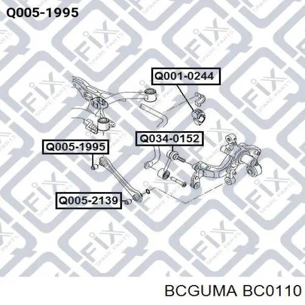 Сайлентблок заднього поперечного важеля, внутрішній BC0110 Bcguma