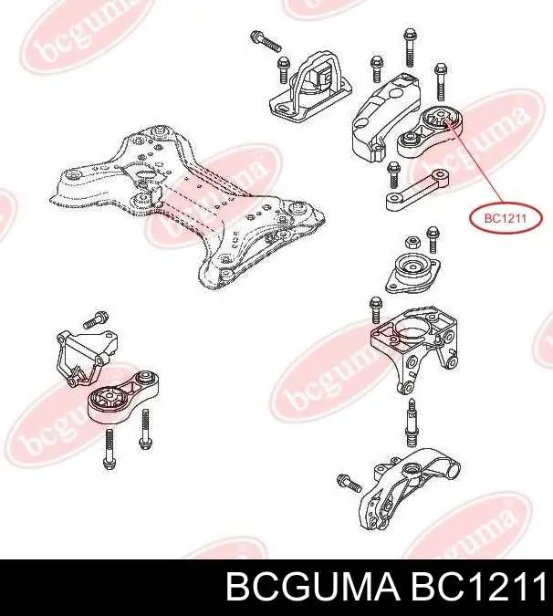 BC1211 Bcguma Сайлентблок кронштейна задньої подушки двигуна