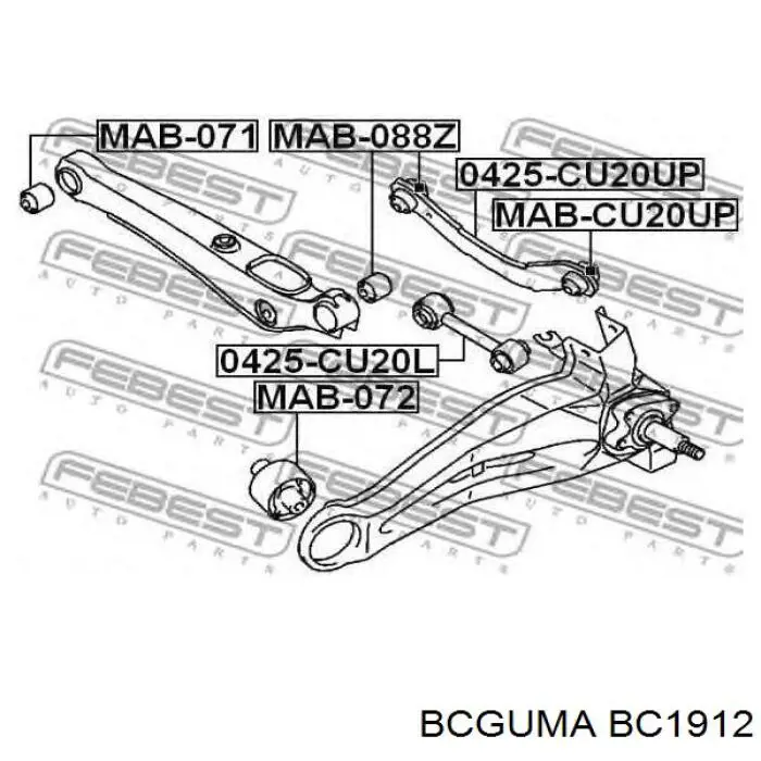 Сайлентблок тяги поперечної, задньої підвіски BC1912 Bcguma