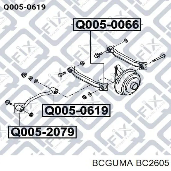 Купити BC2605 Bcguma Сайлентблок заднього поздовжнього важеля, передній