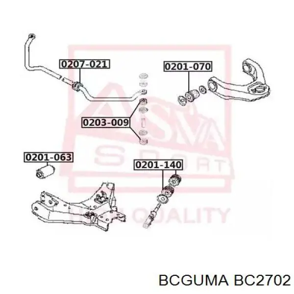Втулка стійки переднього стабілізатора BC2702 Bcguma