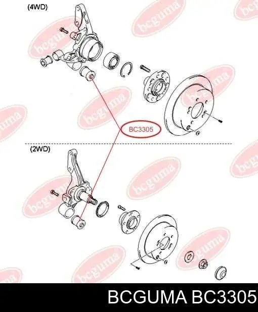Сайлентблок цапфи задньої Bcguma BC3305 ціна, від 3.44 USD