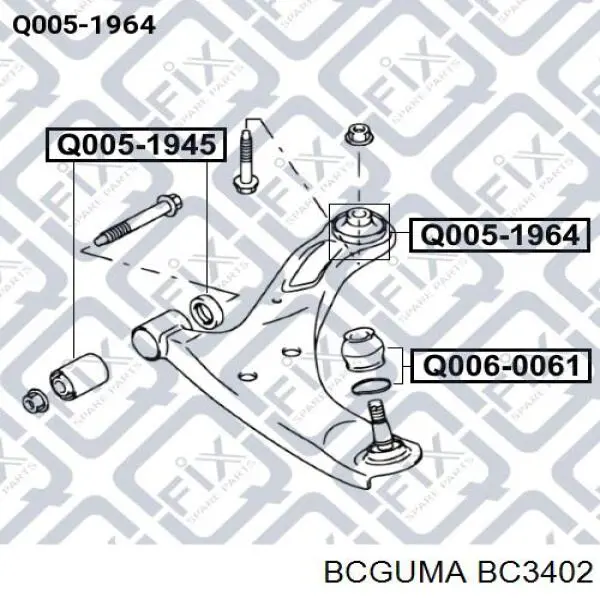 BC3402 Bcguma сайлентблок переднього нижнього важеля