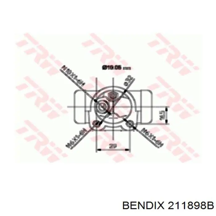 211898B Jurid/Bendix циліндр гальмівний колісний/робітник, задній