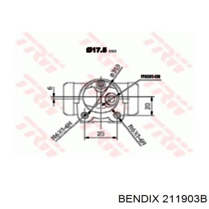 211903B Jurid/Bendix циліндр гальмівний колісний/робітник, задній