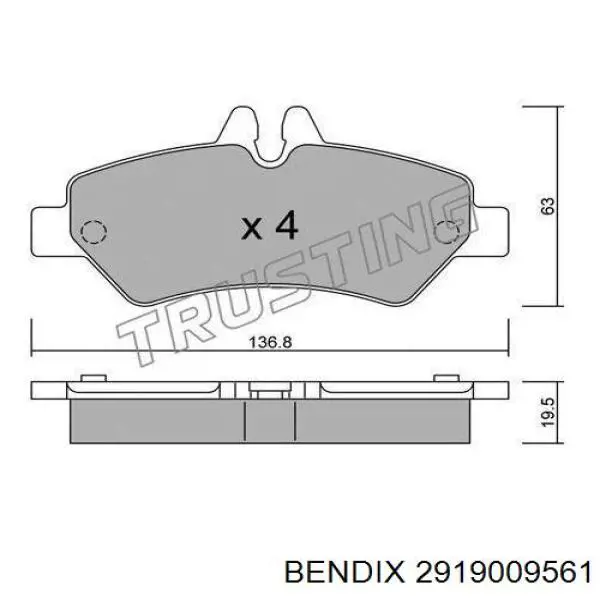 Задні гальмівні колодки 2919009561 Jurid/Bendix