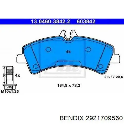 Задні гальмівні колодки 2921709560 Jurid/Bendix