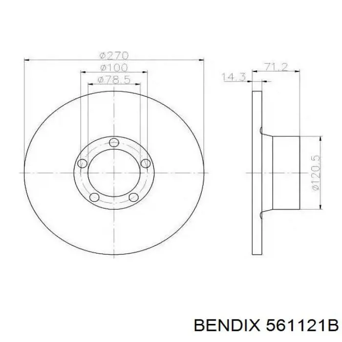 Диск гальмівний передній 561121B Jurid/Bendix