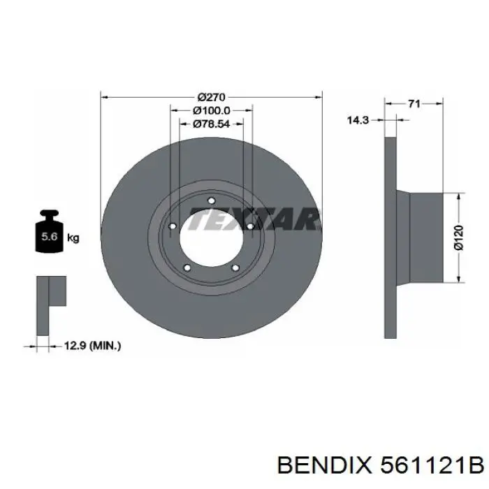 561121B Jurid/Bendix Гальмо дискове переднє