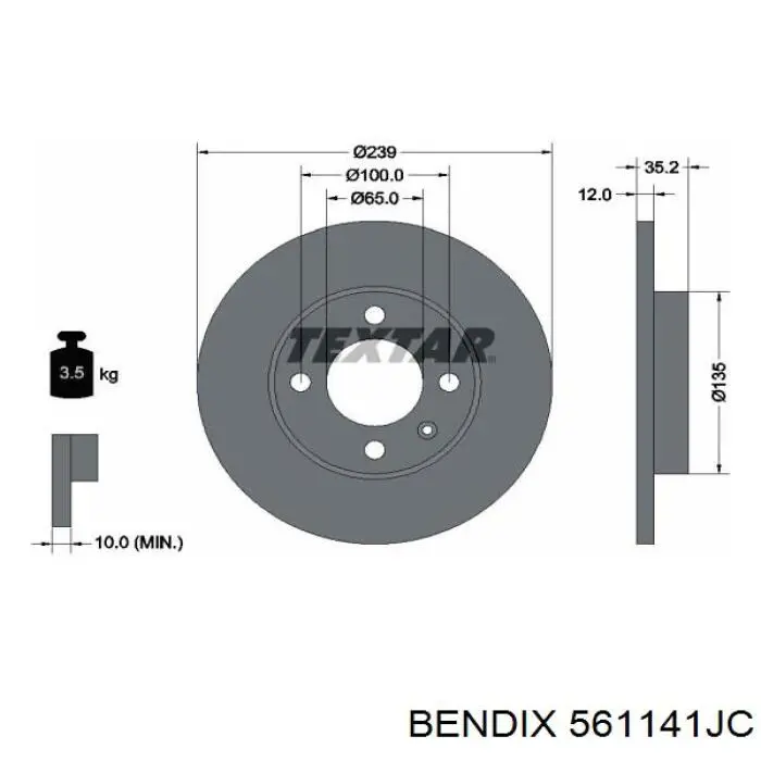 561141JC Jurid/Bendix Гальмо дискове переднє