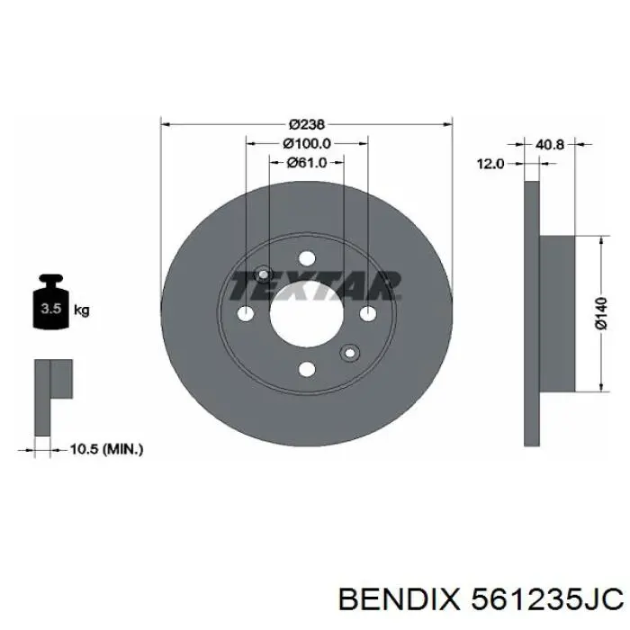 561235JC Jurid/Bendix Гальмо дискове переднє
