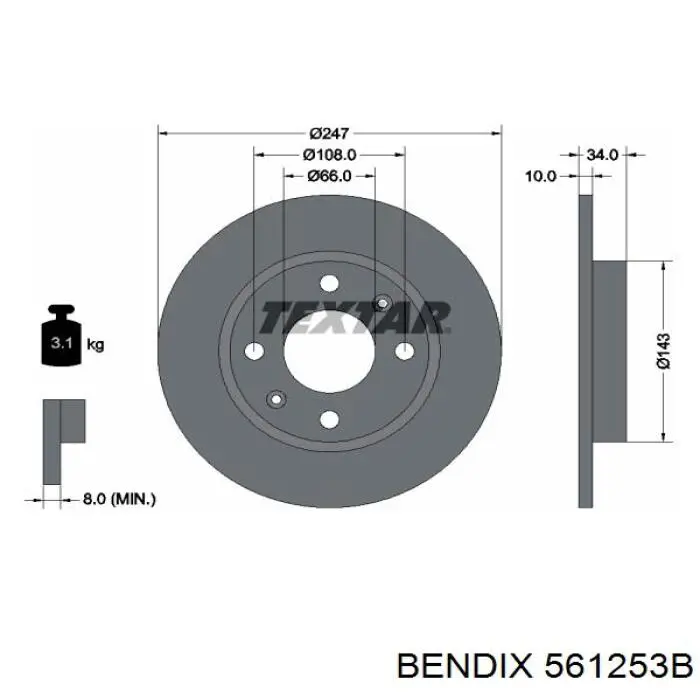 Гальмівні диски передні 561253B Jurid/Bendix