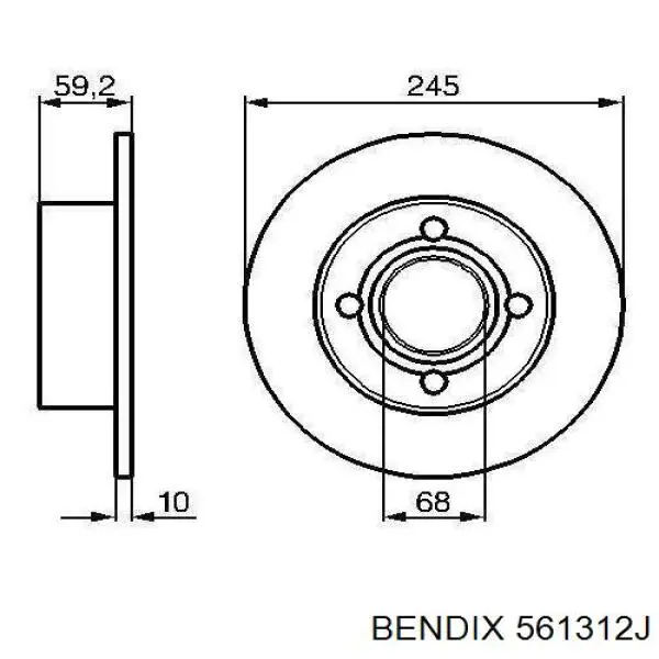 561312J Jurid/Bendix диск гальмівний задній