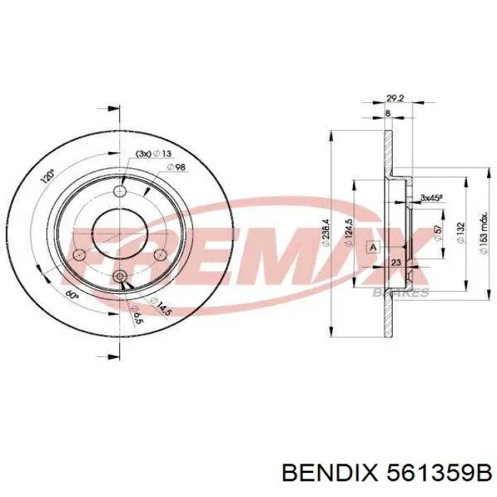 561359B Jurid/Bendix Гальмо дискове переднє