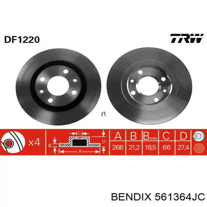 Гальмівні диски передні 561364JC Jurid/Bendix