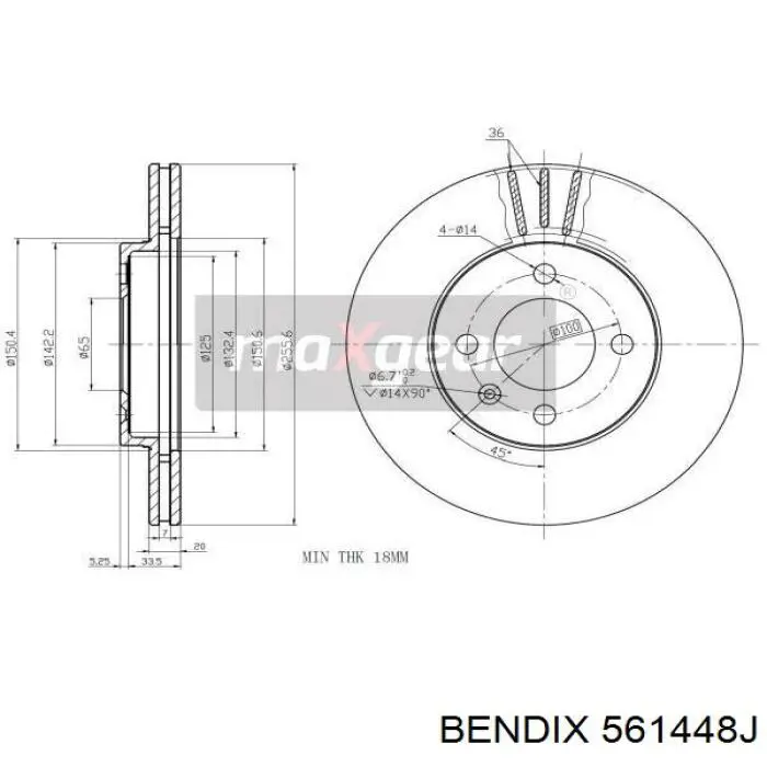 Диск гальмівний передній Jurid/Bendix 561448J