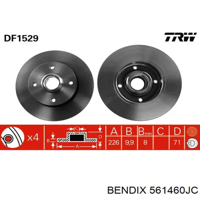 Гальмівні диски 561460JC Jurid/Bendix