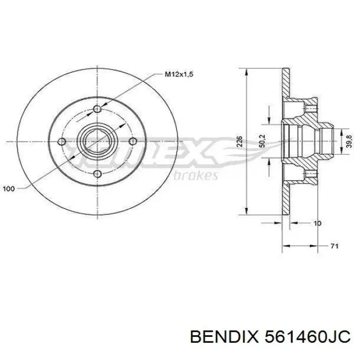 Диск гальмівний задній Jurid/Bendix 561460JC